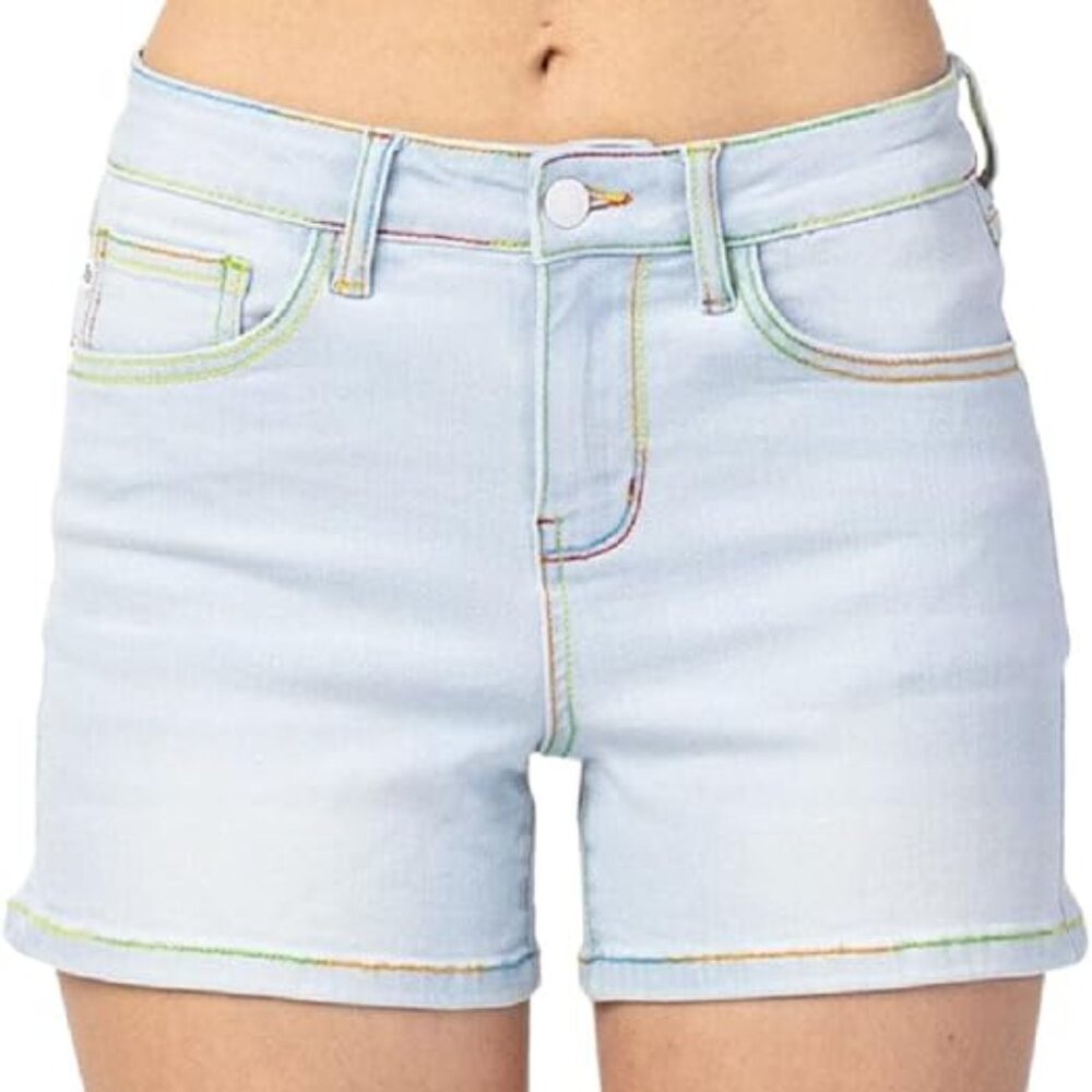 Judy Blue Med Blue Rainbow Thread Mid Rise JB150103 Women's Size S